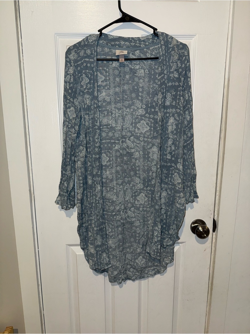 Blue Paisley Open Front Women's Duster Cardigan